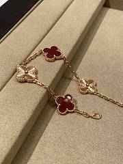 VCA Vintage Alhambra Bracelet 5 Motifs 18K Rose Gold and Red Carnelian - 6