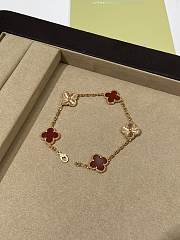 VCA Vintage Alhambra Bracelet 5 Motifs 18K Rose Gold and Red Carnelian - 5