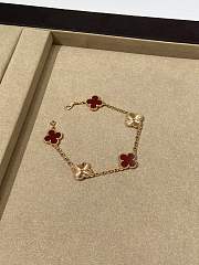 VCA Vintage Alhambra Bracelet 5 Motifs 18K Rose Gold and Red Carnelian - 4