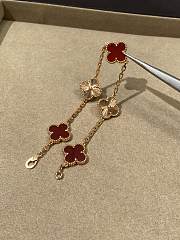 VCA Vintage Alhambra Bracelet 5 Motifs 18K Rose Gold and Red Carnelian - 3