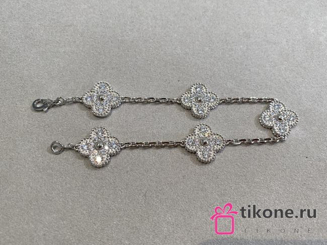 VCA Vintage Alhambra Bracelet 5 Motifs 18K White Gold Diamond VCARA41500 - 1