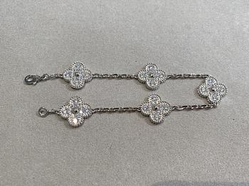 VCA Vintage Alhambra Bracelet 5 Motifs 18K White Gold Diamond VCARA41500