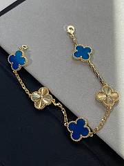VCA Vintage Alhambra Bracelet 5 Motifs 18K Yellow Gold and Blue Agate - 4