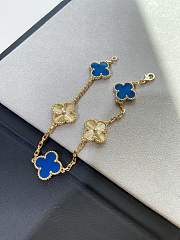 VCA Vintage Alhambra Bracelet 5 Motifs 18K Yellow Gold and Blue Agate - 3