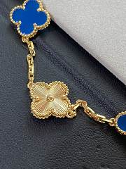 VCA Vintage Alhambra Bracelet 5 Motifs 18K Yellow Gold and Blue Agate - 2