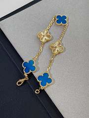 VCA Vintage Alhambra Bracelet 5 Motifs 18K Yellow Gold and Blue Agate - 1