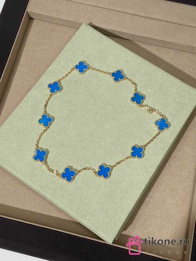 VCA Vintage Alhambra Necklace 10 Motifs 18k Yellow Gold Agate VCARP34800 - 1