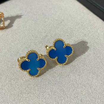 VCA Vintage Alhambra Earrings 18K Yellow Gold Agate VCARP9SZ00