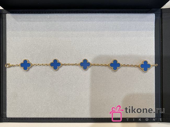 VCA Vintage Alhambra Bracelet 5 Motifs 18k Yellow Gold Agate VCARP34900 - 1