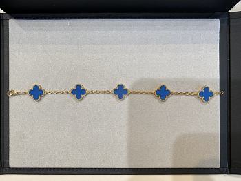 VCA Vintage Alhambra Bracelet 5 Motifs 18k Yellow Gold Agate VCARP34900