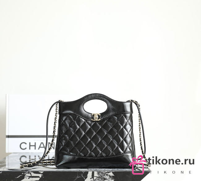 Chanel 31 Mini Shopping Bag Lambskin Gold Tone Metal Black - 23x22x5cm - 1