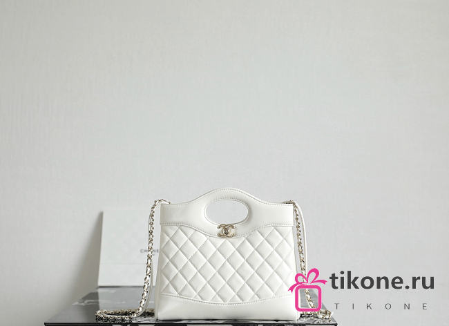 Chanel 31 Mini Shopping Bag Lambskin Gold Tone Metal White - 23x22x5cm - 1