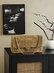 Chanel Maxi Flapbag Suede Calfskin & Gold-Tone Metal Dark Beige - 32x9.5x10cm - 1