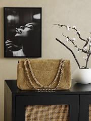 Chanel Maxi Flapbag Suede Calfskin & Gold-Tone Metal Dark Beige - 32x9.5x10cm - 5