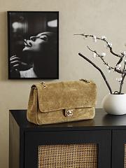 Chanel Maxi Flapbag Suede Calfskin & Gold-Tone Metal Dark Beige - 32x9.5x10cm - 3