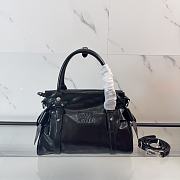 Miumiu Shiny Leather Top-handle Bag Black 5BA327 - 27x16x13cm - 1