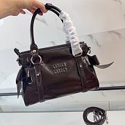 Miumiu Shiny Leather Top-handle Bag Brown 5BA327 - 27x16x13cm - 2