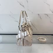 Miumiu Shiny Leather Top-handle Bag Travertine Stone 5BA327 - 27x16x13cm - 4