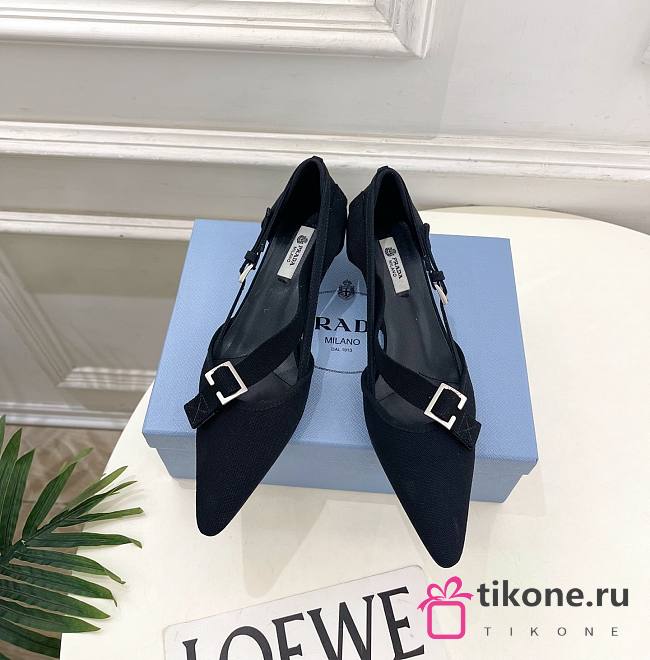 Prada Canvas Pumps Black 45mm 1I444O - 1