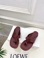 Loewe Toggle Flat Sandal In Shiny Smoot Calfskin Red  - 4