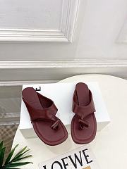 Loewe Toggle Flat Sandal In Shiny Smoot Calfskin Red  - 3