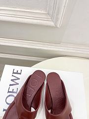 Loewe Toggle Flat Sandal In Shiny Smoot Calfskin Red  - 2