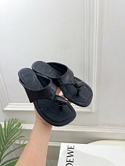 Loewe Toggle Flat Sandal In Shiny Smoot Calfskin Black - 1