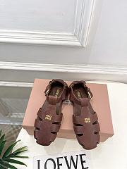 Miumiu Ruches Nappa Leather Fisherman's Sandals Briarwood - 5