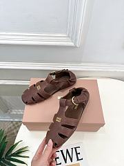 Miumiu Ruches Nappa Leather Fisherman's Sandals Briarwood - 3