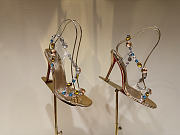 Christian Louboutin Rosa Z Jewel 10mm Sandals TPU Strass And Laminated Calf Leather Gold - 1