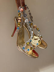 Christian Louboutin Rosa Z Jewel 10mm Sandals TPU Strass And Laminated Calf Leather Gold - 3