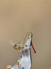 Christian Louboutin Rosa Z Jewel 10mm Sandals TPU Strass And Laminated Calf Leather Silver - 6