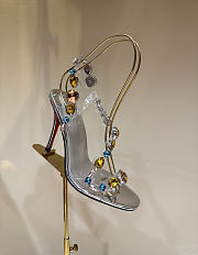 Christian Louboutin Rosa Z Jewel 10mm Sandals TPU Strass And Laminated Calf Leather Silver - 4