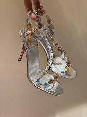 Christian Louboutin Rosa Z Jewel 10mm Sandals TPU Strass And Laminated Calf Leather Silver - 3