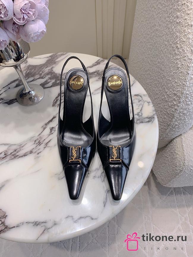 YSL Babylone Breteuil Slingback Pumps In Smooth Leather In Black 9mm - 1