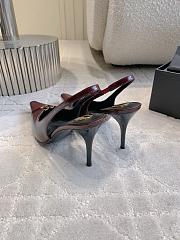 YSL Babylone Breteuil Slingback Pumps In Smooth Leather In Burgundy 9mm - 6