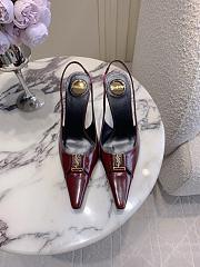 YSL Babylone Breteuil Slingback Pumps In Smooth Leather In Burgundy 9mm - 5