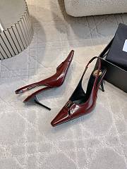 YSL Babylone Breteuil Slingback Pumps In Smooth Leather In Burgundy 9mm - 4
