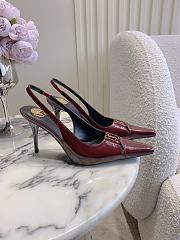 YSL Babylone Breteuil Slingback Pumps In Smooth Leather In Burgundy 9mm - 3