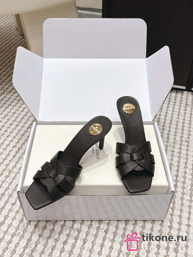 YSL Tribute Mules In Smooth Leather Black 8.5mm - 1