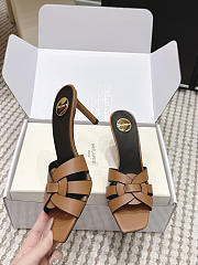 YSL Tribute Mules In Smooth Leather Brown 8.5mm - 5