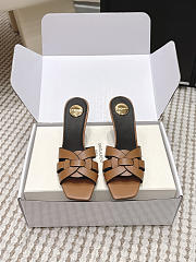 YSL Tribute Mules In Smooth Leather Brown 8.5mm - 3