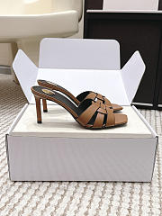 YSL Tribute Mules In Smooth Leather Brown 8.5mm - 4