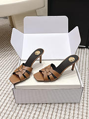 YSL Tribute Mules In Smooth Leather Brown 8.5mm - 6