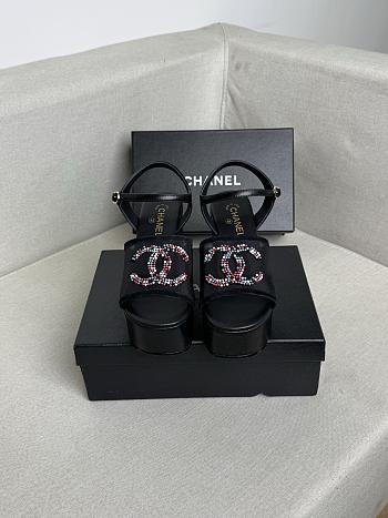 Chanel Sandals Mesh & Glass Beads Black 99mm