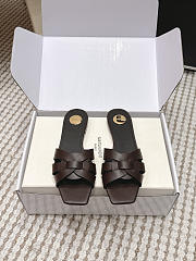 YSL Tribute Mules In Smooth Leather Dark Brown - 1