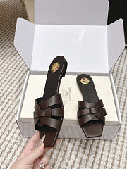 YSL Tribute Mules In Smooth Leather Dark Brown - 5