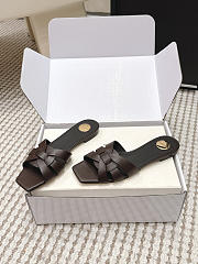 YSL Tribute Mules In Smooth Leather Dark Brown - 2