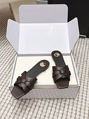 YSL Tribute Mules In Smooth Leather Dark Brown - 3