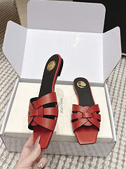 YSL Tribute Mules In Smooth Leather Red - 6